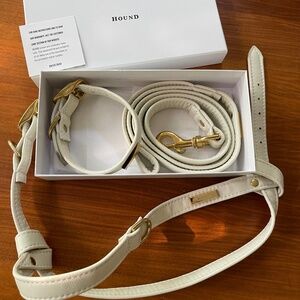 Hound Collection Harness/Leash/Collar set Cream Leather NIB